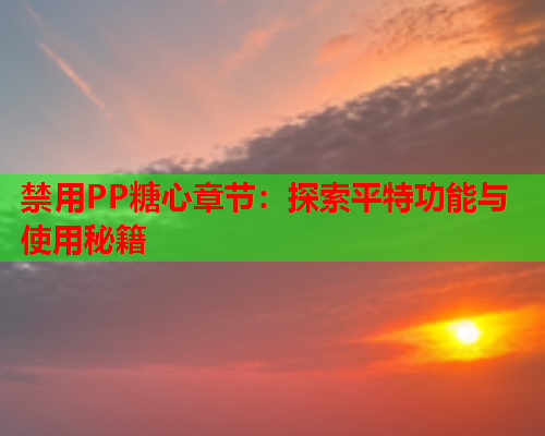 禁用PP糖心章节：探索平特功能与使用秘籍
